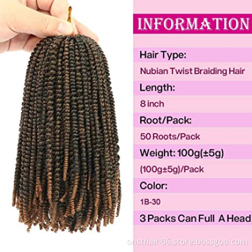 Nubian Spring Twist Braiding Hair Nubian Curly Crochet Hair for Black Women Fluffy Spring Twist Hair 8 inch Natural Nubian Twist